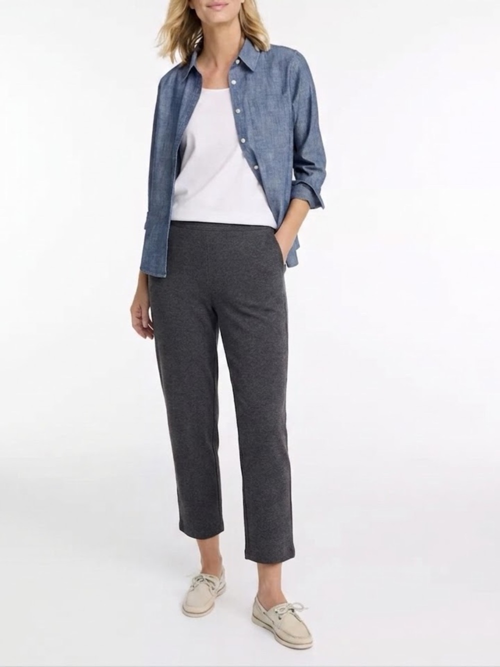 L.L. Bean Original Perfect Fit Straight-Leg Cotton Blend Crop Pants Size M